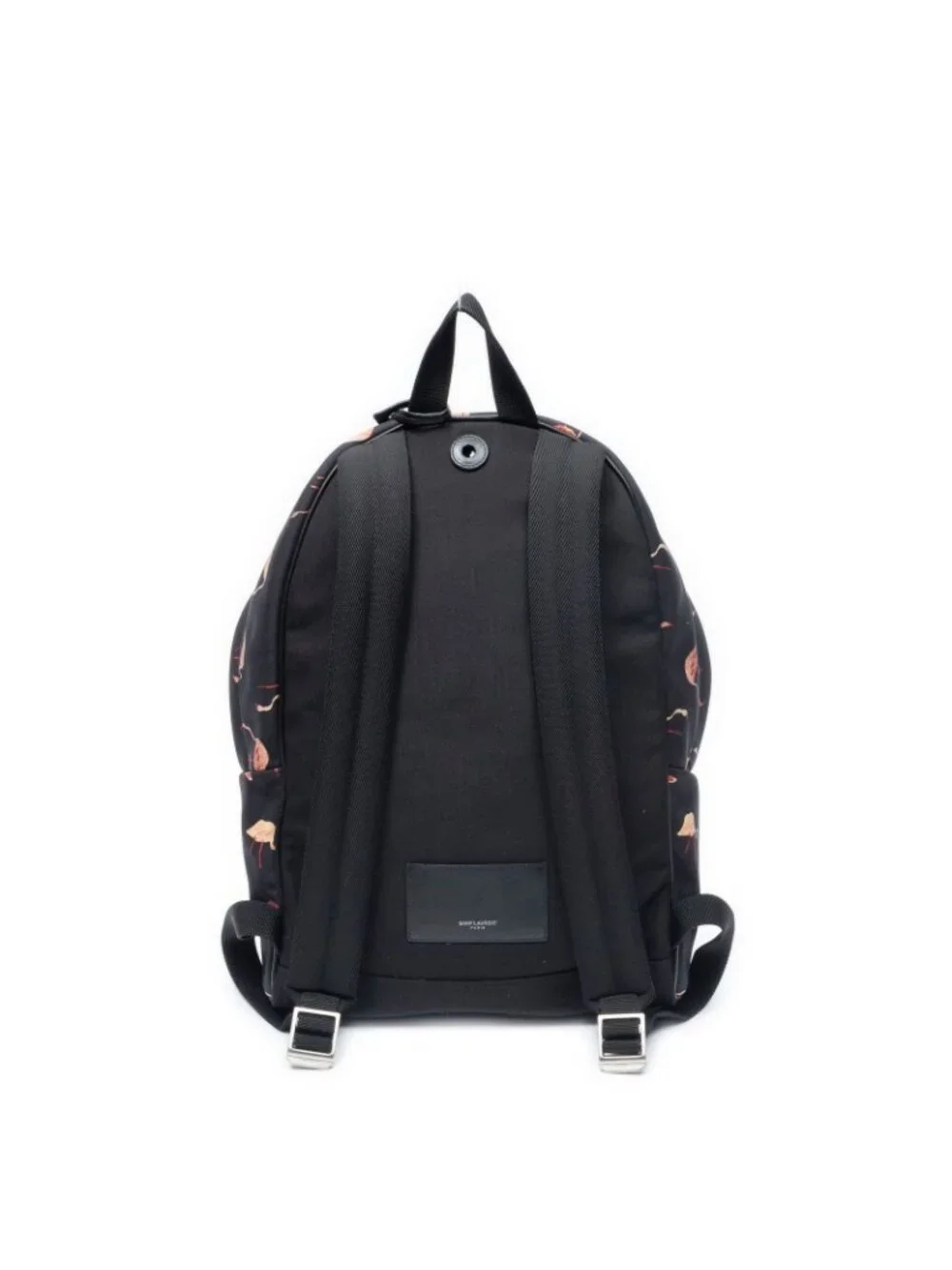 Saint Laurent City Backpack Black Pink Flamingo Print Canvasa